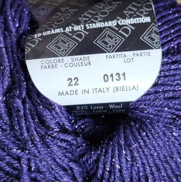 Filatura Di Crosa Wool Blend Dark Purple Metallic DK Weight Yarn, Lot of 2 - Picture 2 of 4